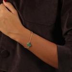 Malachite & CZ Flower Bracelet in Gold-Plated Silver