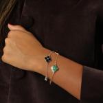 Malachite & CZ Flower Bracelet in Gold-Plated Silver