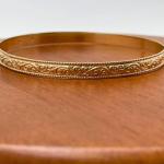 Ornate 14k Gold Moroccan Bangle Bracelet
