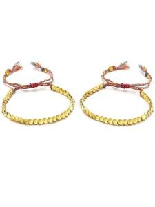 Tibetan Braided Cotton Copper Beads Bracelet Set