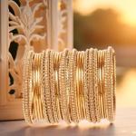 Golden Bollywood Bangle Bracelet Set – 17 Pieces