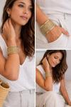 Bollywood Brass Floral Etching Cuff Bracelet for Women