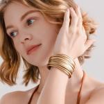 Boho Gold Leather Wrap Stackable Bracelet Set