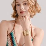 Boho Gold Leather Wrap Stackable Bracelet Set