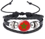 Moroccan National Flag Retro Leather Bangle Bracelet