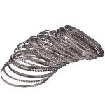 Moroccan Flower Aztec Multi Metal Bangle Set