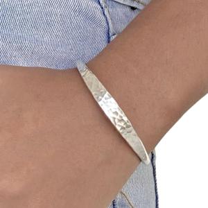 Handmade Hammered Sterling Silver Minimalist Cuff Bracelet