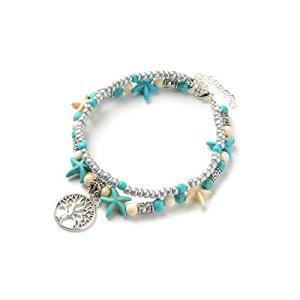 Handmade Tree of Life Beaded Anklet Set