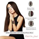 Boho Chic Afghan Tribal Red Stone Cuff Bracelet