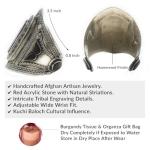 Boho Chic Afghan Tribal Red Stone Cuff Bracelet