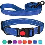 Navy Blue Reflective Dog Collar and Leash Set