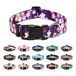Mercano Adjustable Soft Nylon Dog Collar - Floral Pink