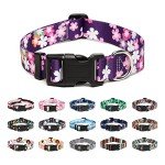 Mercano Adjustable Soft Nylon Dog Collar - Floral Pink