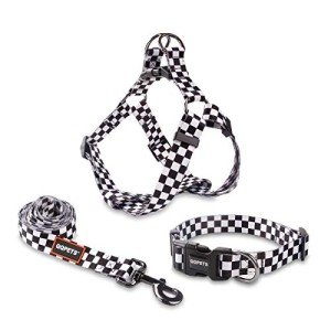 Adjustable Dog Harness and Leash Set - Checkered