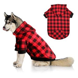 Red Plaid Dog Hoodie Sweater with Pocket