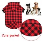 Red Plaid Dog Hoodie Sweater with Pocket