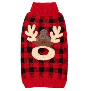 Reindeer Dog Christmas Sweater with Leash Hole, XL