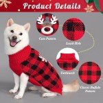 Reindeer Dog Christmas Sweater with Leash Hole, XL