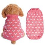 Warm Pink Knitted Dog Sweater with Heart Design