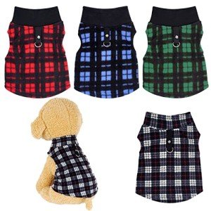 Buffalo Plaid Dog Sweaters with Leash Ring