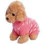 Warm Pink Knitted Dog Sweater with Heart Design
