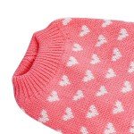 Warm Pink Knitted Dog Sweater with Heart Design