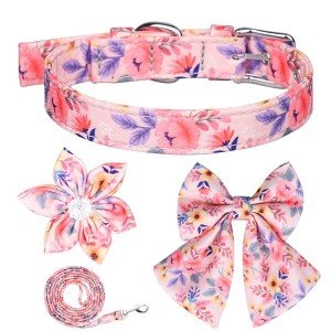 Cute Floral Collar and Leash Set for Dogs