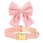Didog Pink Bowtie Collar and Leash Set for Dogs