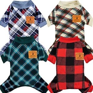 4 Pack Dog Pajamas for Small Pets – Plaid