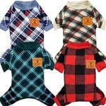 4 Pack Dog Pajamas for Small Pets – Plaid