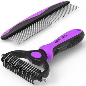 Pet Grooming Brush and Metal Comb Combo