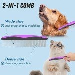 Pet Grooming Brush and Metal Comb Combo