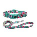 Rose Pattern Dog Collar and Leash Set for Small Dogs