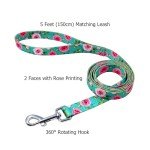 Rose Pattern Dog Collar and Leash Set for Small Dogs
