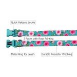 Rose Pattern Dog Collar and Leash Set for Small Dogs
