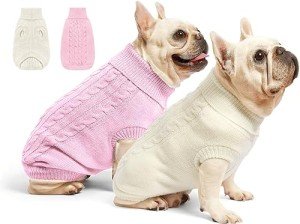 Cozy Turtleneck Sweaters for Small Dogs - 2 Pack