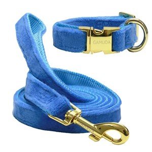 GAMUDA Soft Velvet Dog Collar and Leash Set