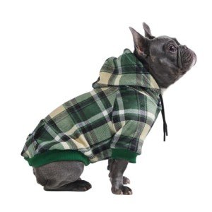 Green Plaid Dog Hoodie - Soft and Comfortable
