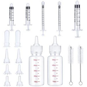 Pet Nursing Bottle Kit with Feeding Nipples & Syringes