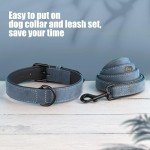 Soft Padded Leather Dog Collar and Leash Set