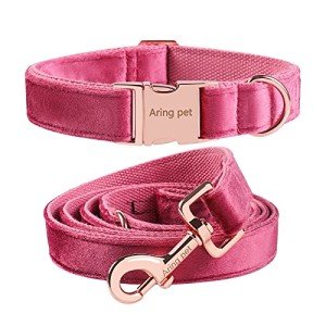 Soft Velvet Dog Collar and Leash Set for Pets