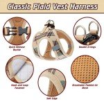 Plaid Dog Harness with Collar and Leash Set