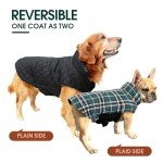 Reversible Waterproof Winter Dog Coat - Green Plaid