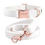 Soft White Velvet Dog Collar and Leash Set