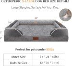 XL Waterproof Orthopedic Foam Dog Bed with Bolster