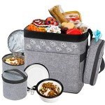 Dog Travel Bag with Treat Pouch and Bowls