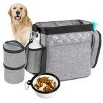 Dog Travel Bag with Treat Pouch and Bowls