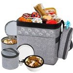 Dog Travel Bag with Treat Pouch and Bowls