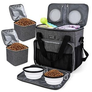 Dog Travel Bag with Food Containers and Bowls