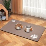 Absorbent Dog Feeding Mat - Quick Dry, Brown